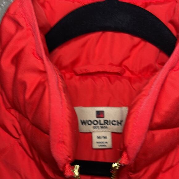 Woolrich Quilted Puffer Down Vest Red Med Brushed Gold Accents INV6 - Picture 3 of 8